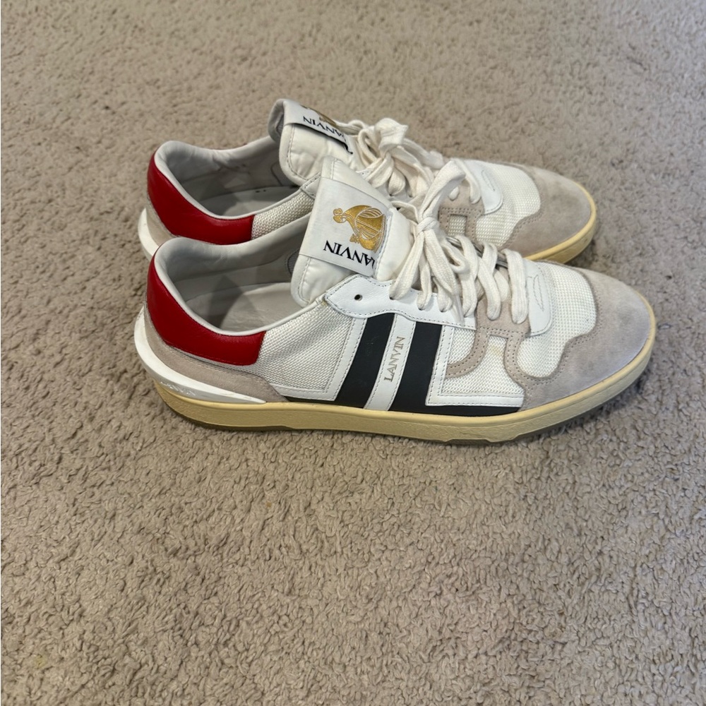 Lanvin White and Red Retro Sneakers(44)